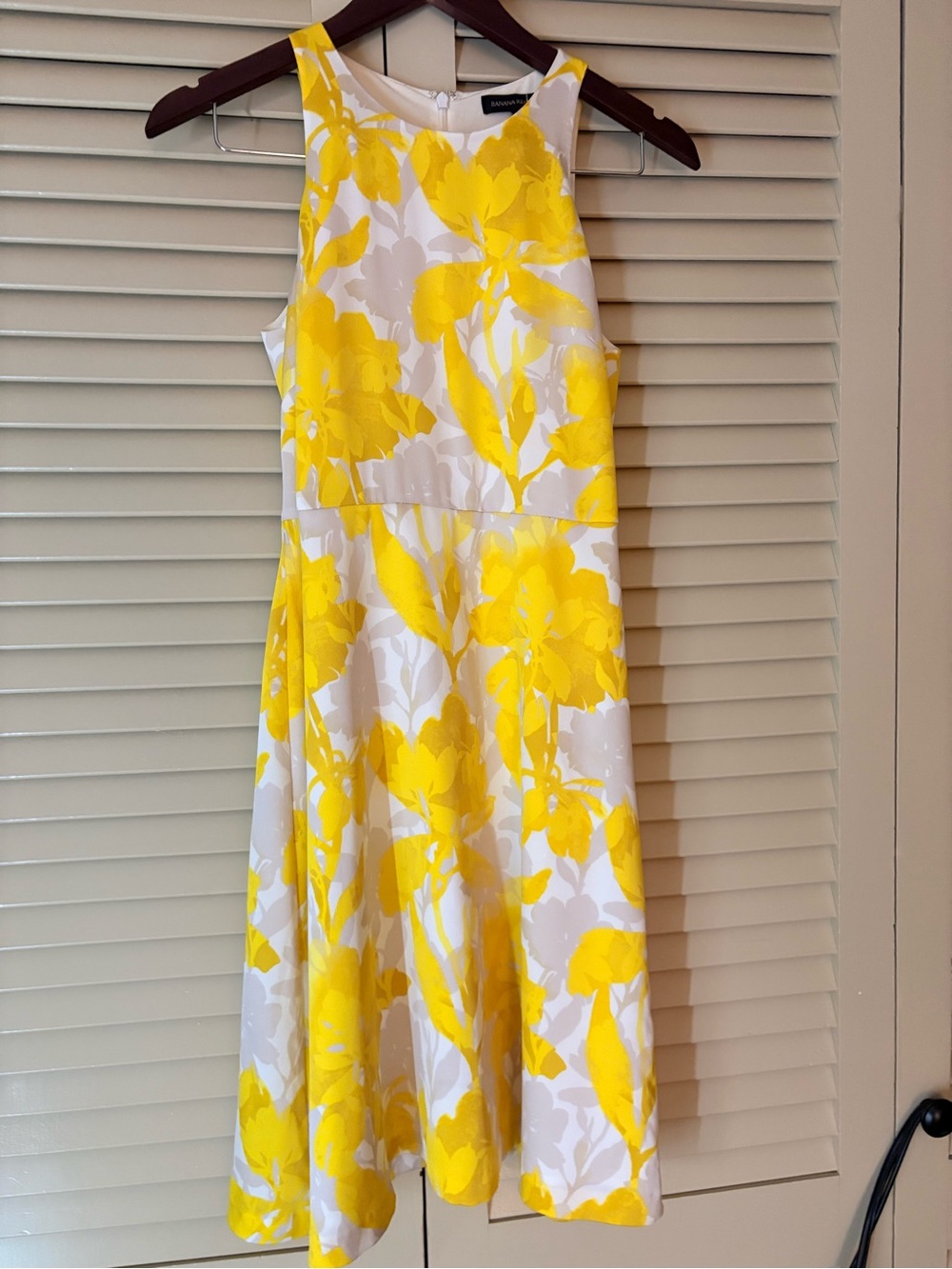 Banana Republic Yellow and White Floral Fit-and-Flare Dress